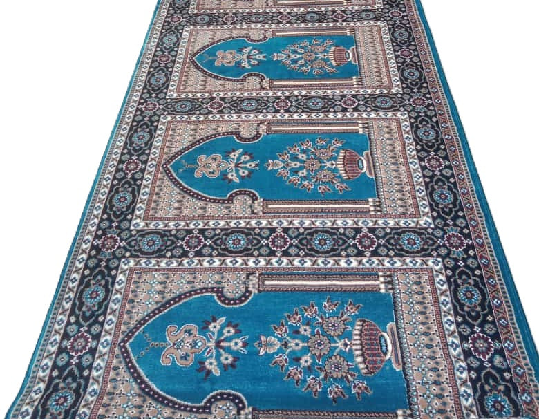 Turquoise Turkish Janamaz Roll – Imported Masjid Carpet | 15mm Ultra Soft & Luxurious Mosque Prayer Mat