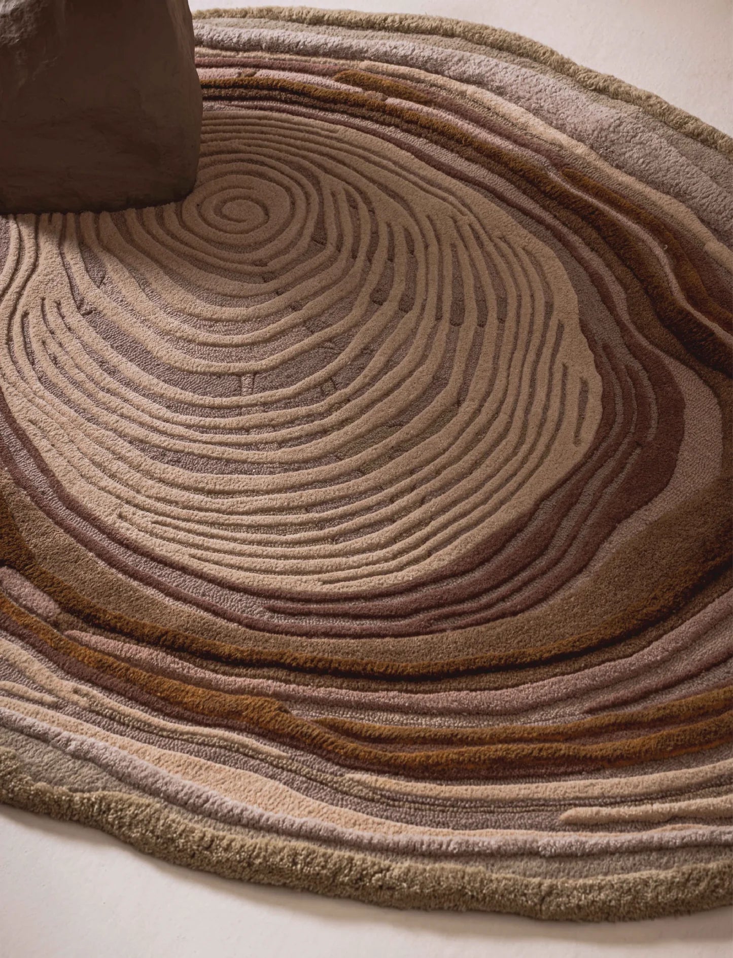 Beige & Brown Color High-Low Hand-Tufted Wool Rug