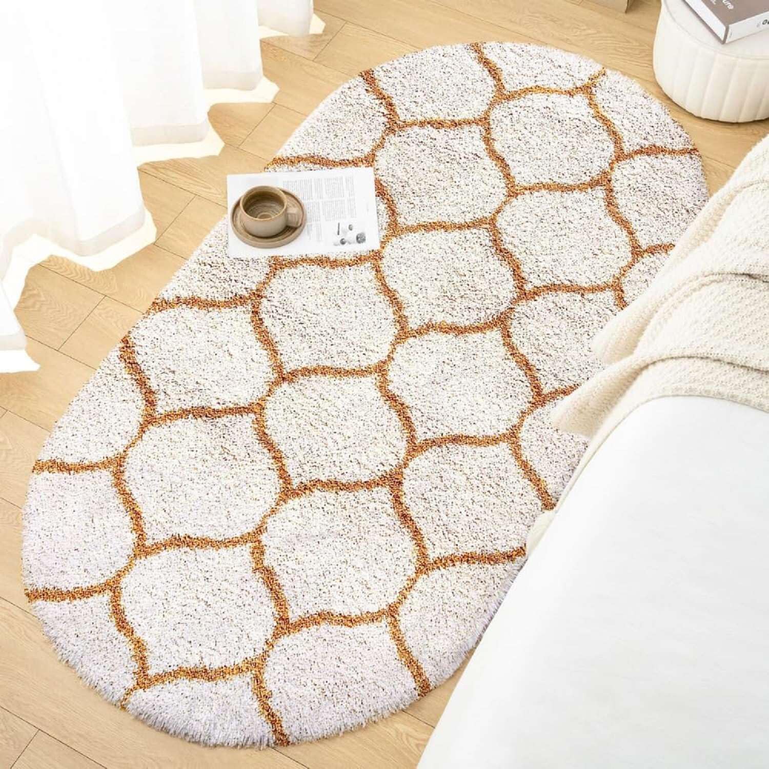 Velvet Fluff Oval Shaggy Carpet and Rug