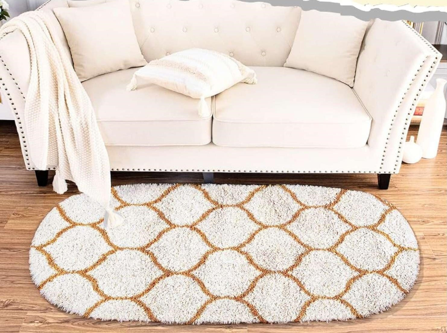 Velvet Fluff Oval Shaggy Carpet and Rug