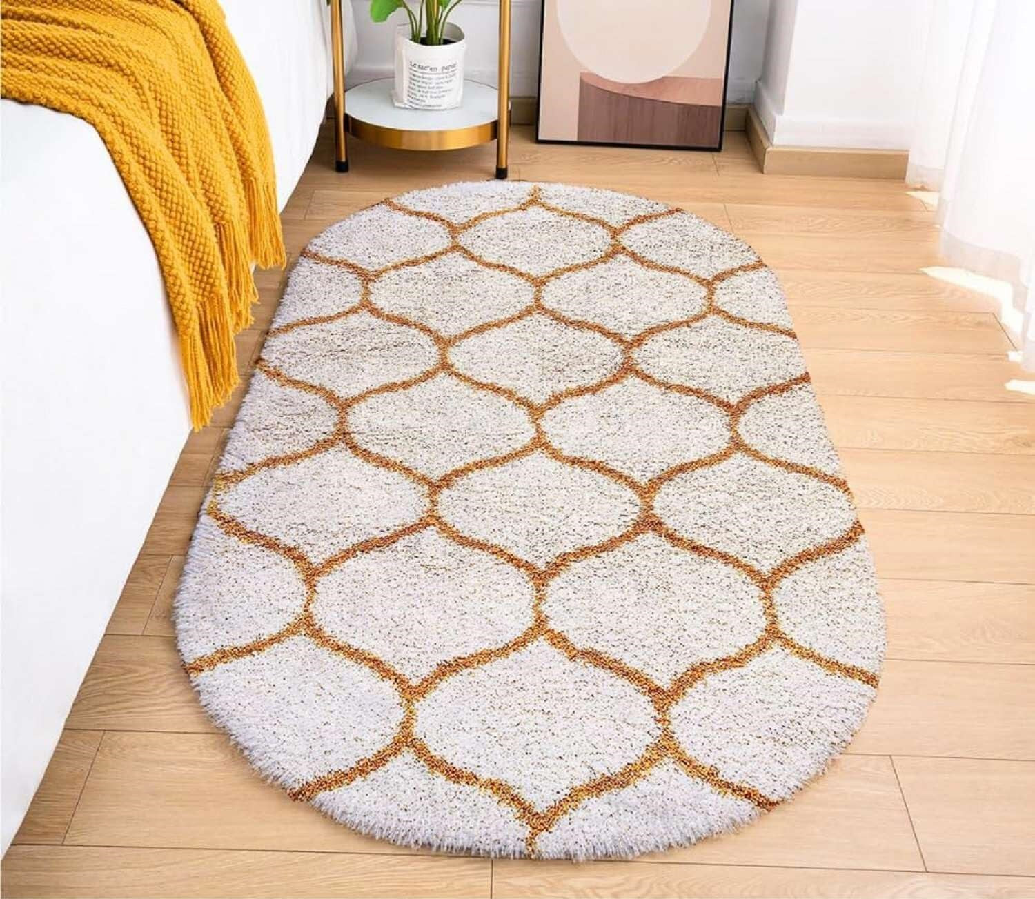 Velvet Fluff Oval Shaggy Carpet and Rug