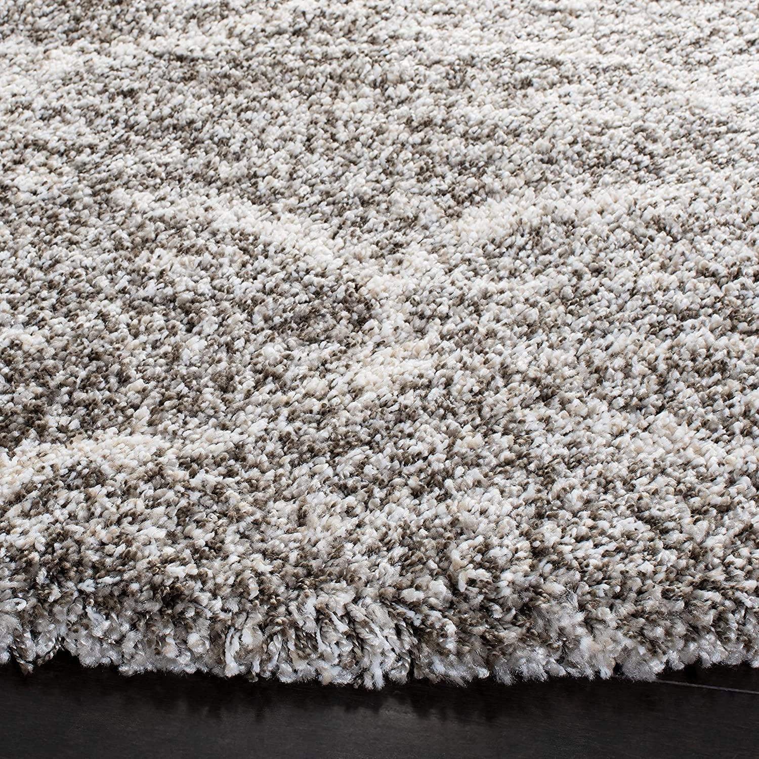 Ombre shaggy carpet rug in grey and cream, thick pile, Bhadohi Carpets House