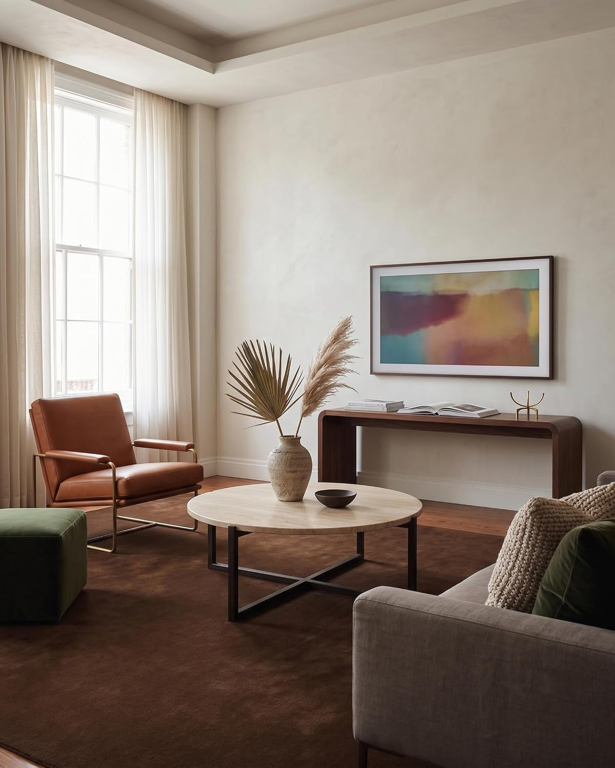 Walnut Color Wool Hand-tufted Solid Carpet & Rug