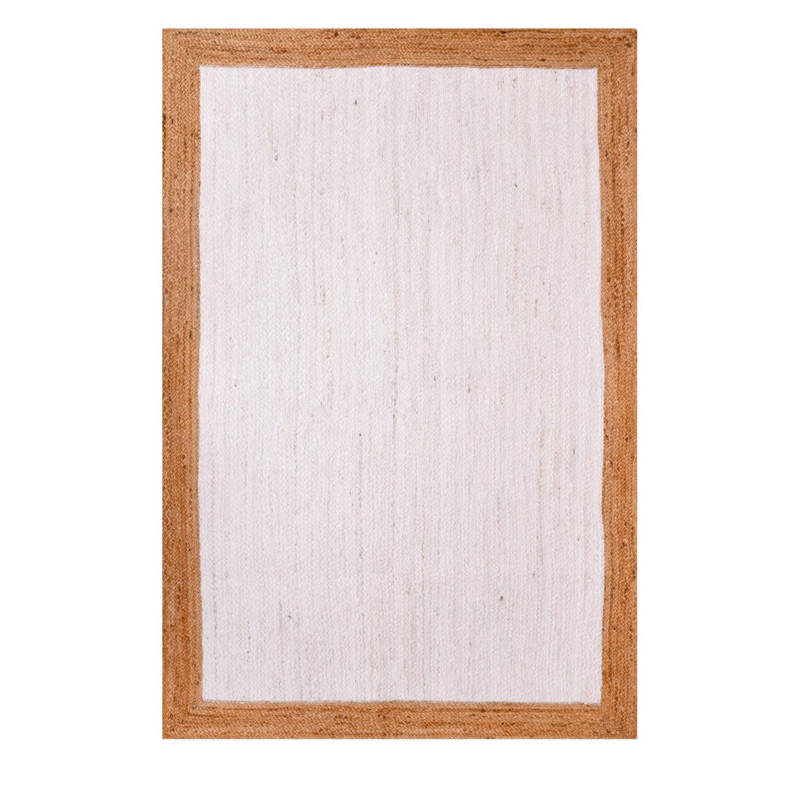 White & Beige Color Handmade Braided Jute Carpet