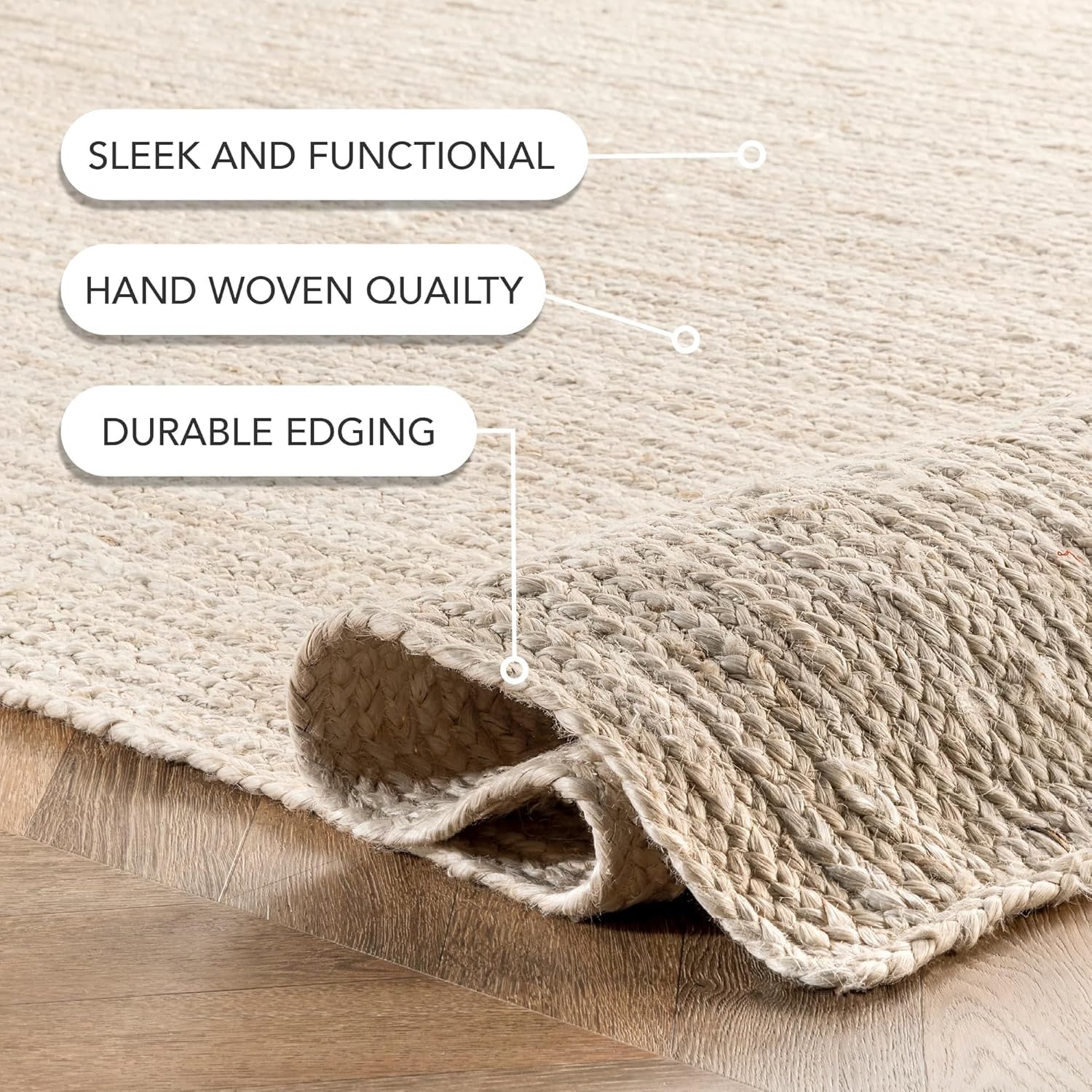 White Color Handmade Braided Jute Carpet