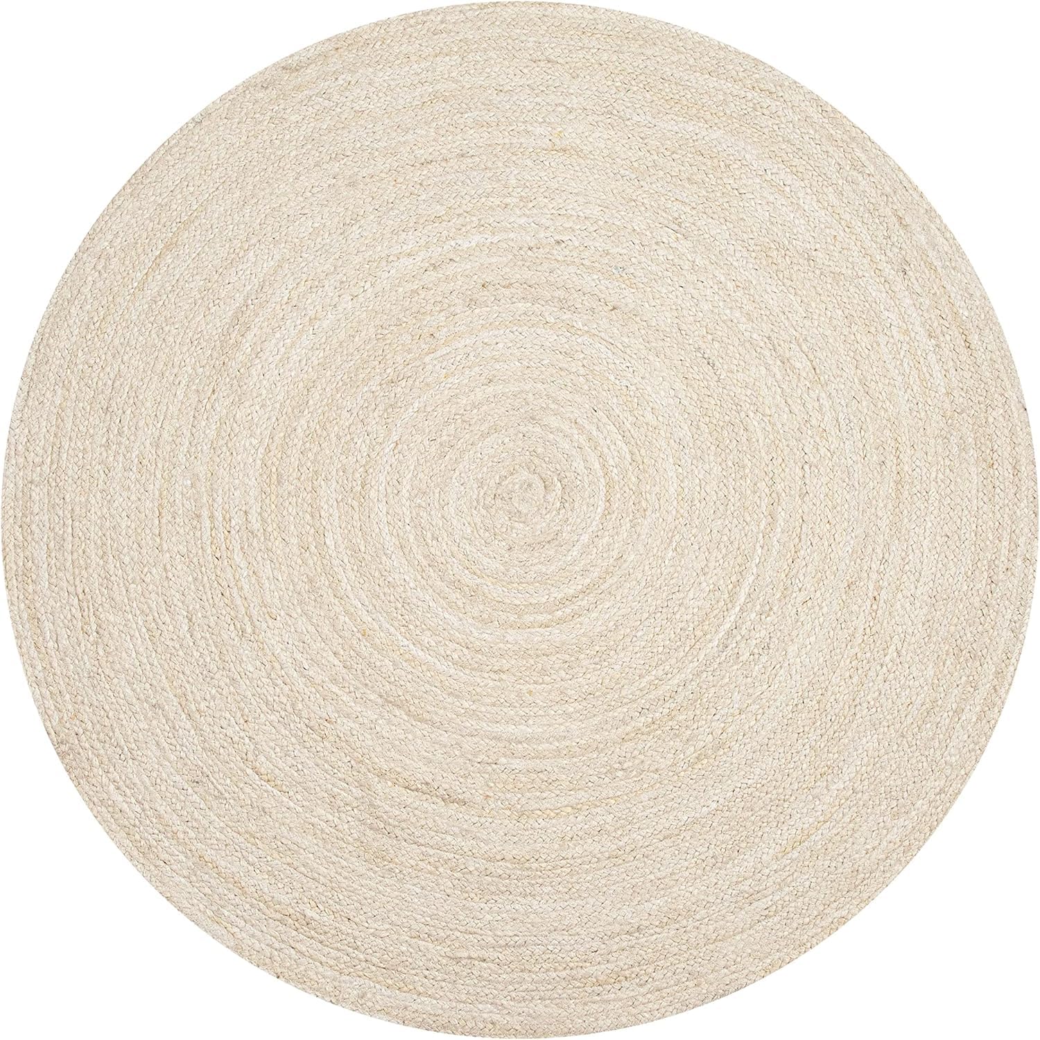 White Color Round Handmade Braided Jute Rug