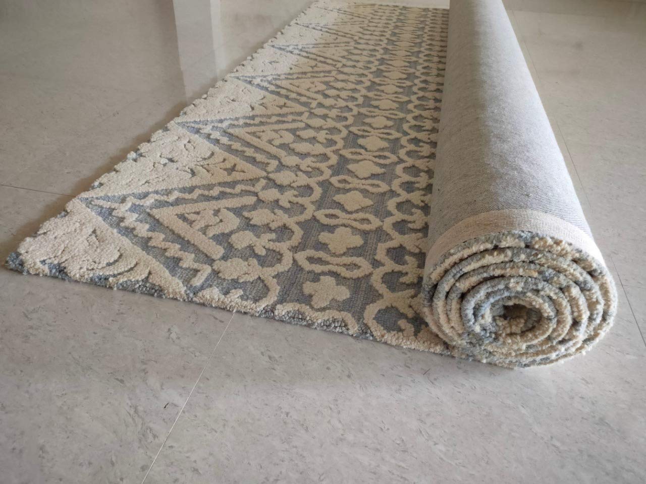 White Grey Vintage Loop Carpet & Rug