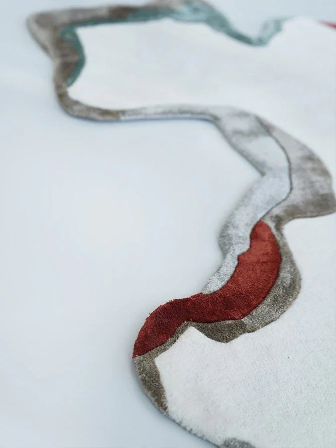 White Irregular Viscose Carpet & Rug