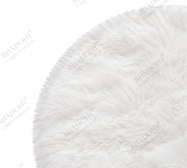 White Soft & Fluffy Cloud Fur Round Carpet & Rug