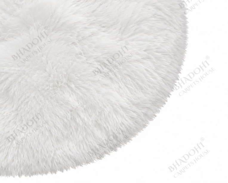 White Soft & Fluffy Cloud Fur Round Carpet & Rug