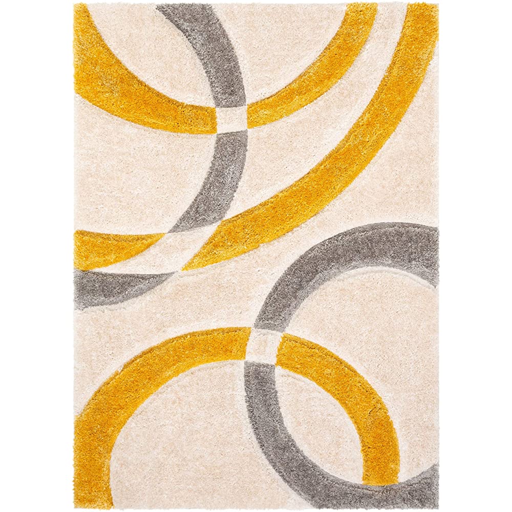 Yellow & Grey San Francisco Shaggy Carpet | Luxurious Handmade Microfiber Area Rug
