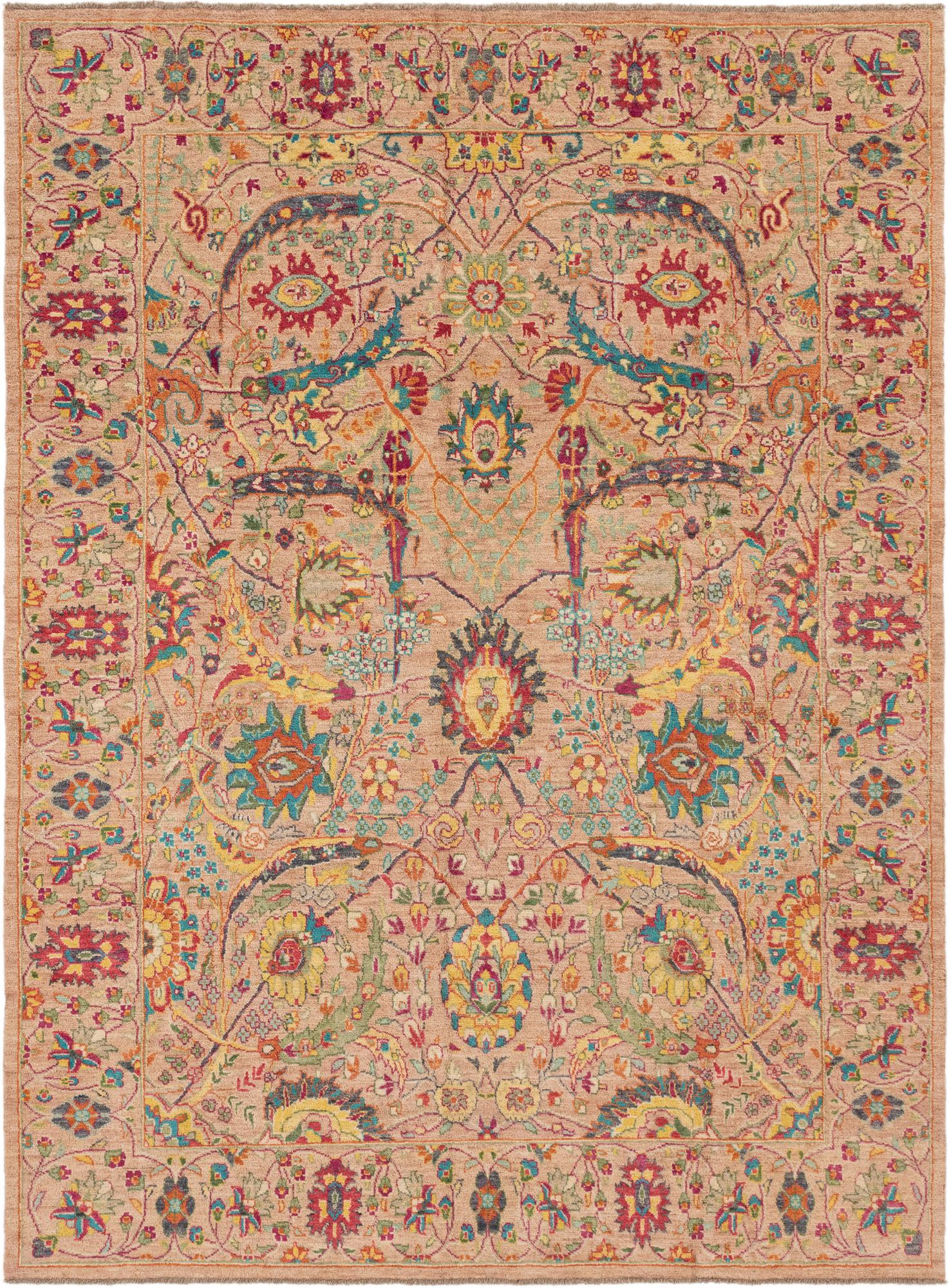 Exquisite Oushak Hand-Knotted Wool Rug
