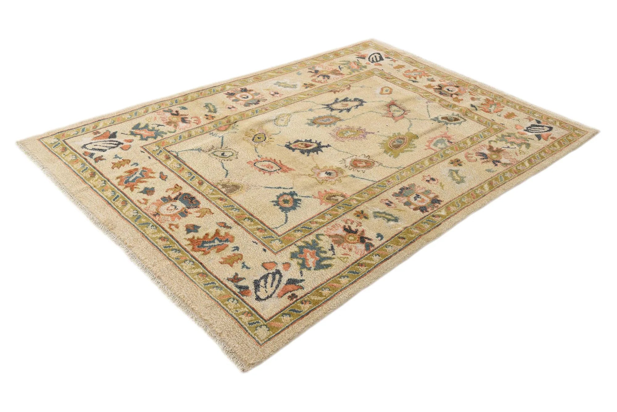 Rose Garden Oushak Hand-Knotted Wool Rug