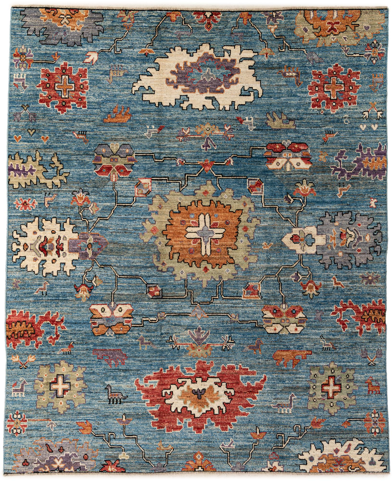 Medallion Oushak Hand-Knotted Wool Rug