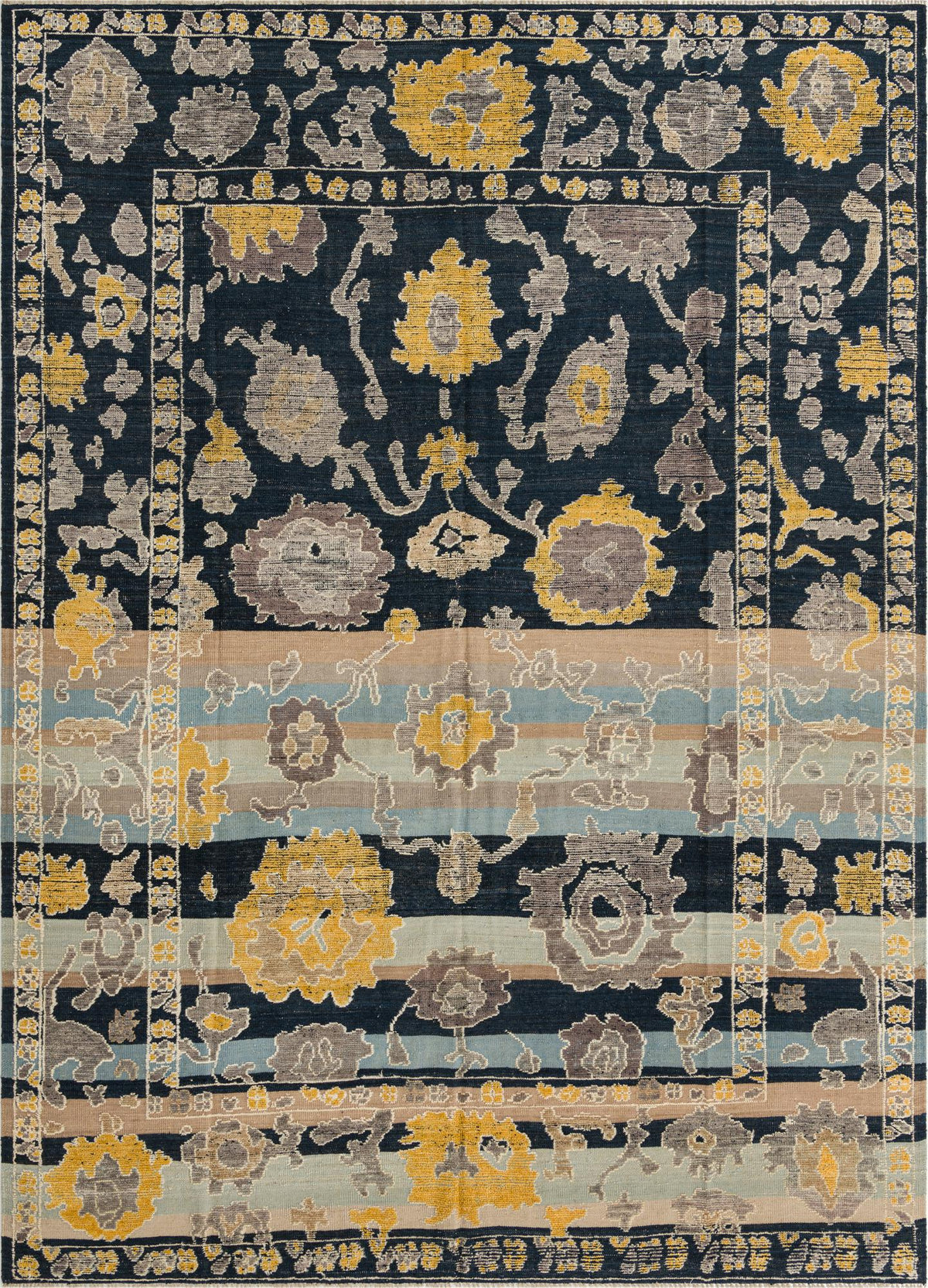 Olive Oushak Hand-Knotted Wool Rug