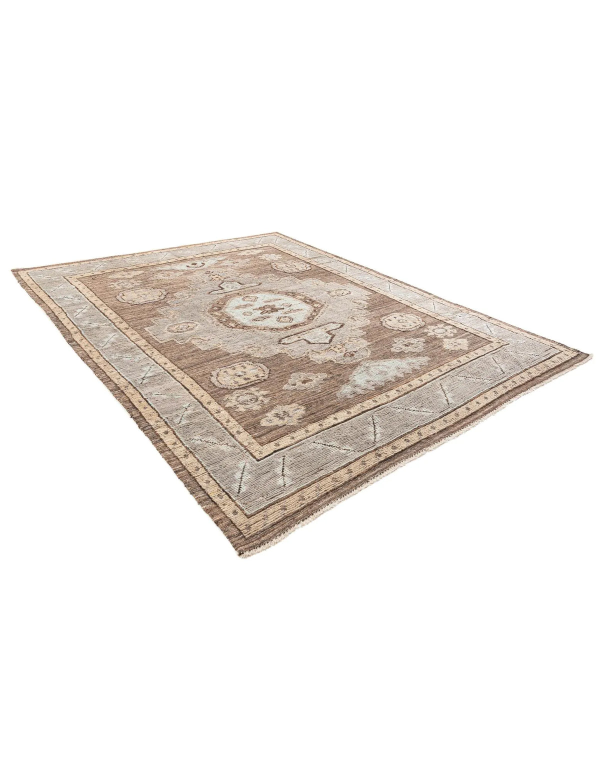 Opulent Oushak Hand-Knotted Wool Rug
