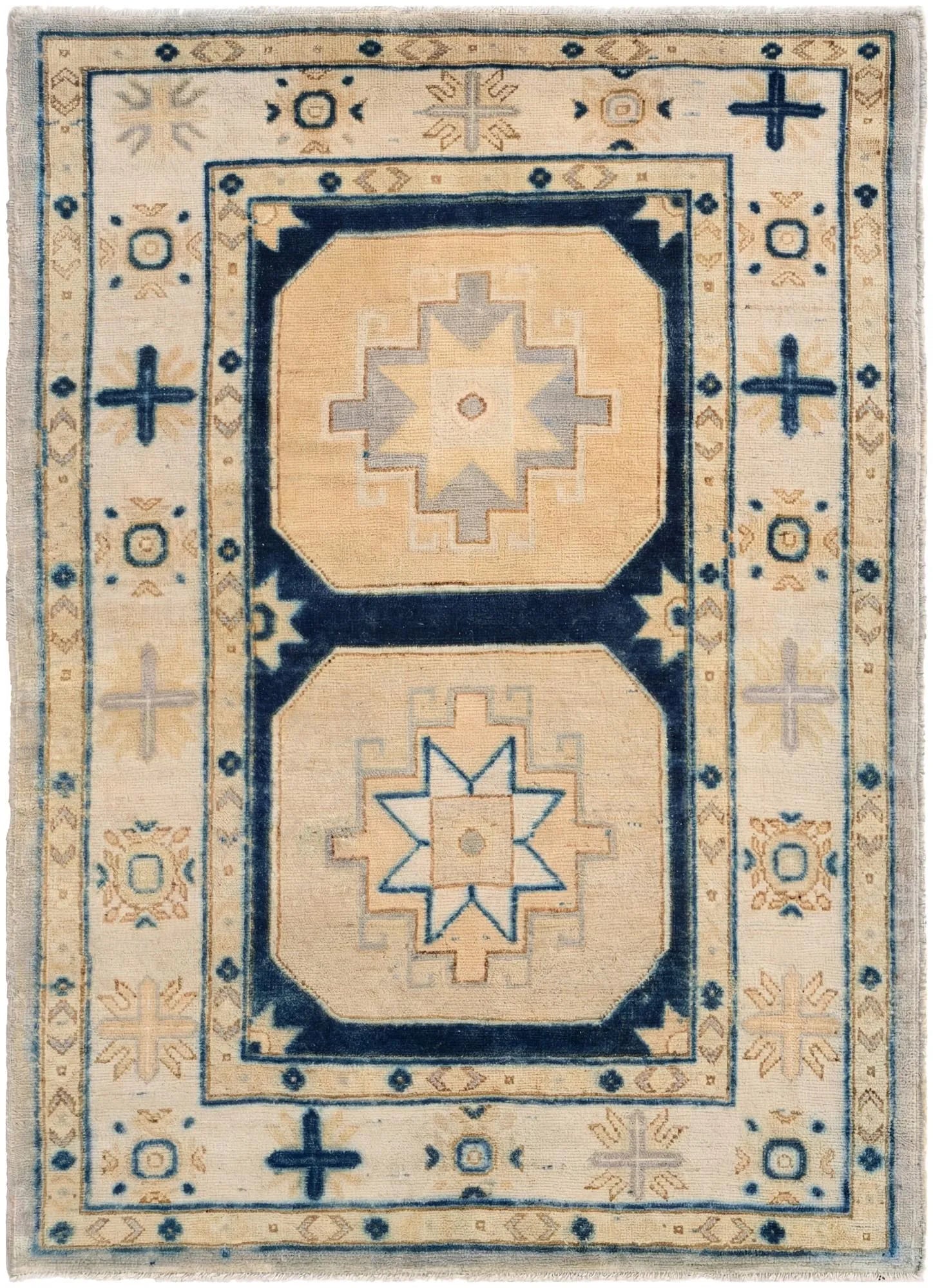 Refined Oushak Hand-Knotted Wool Rug