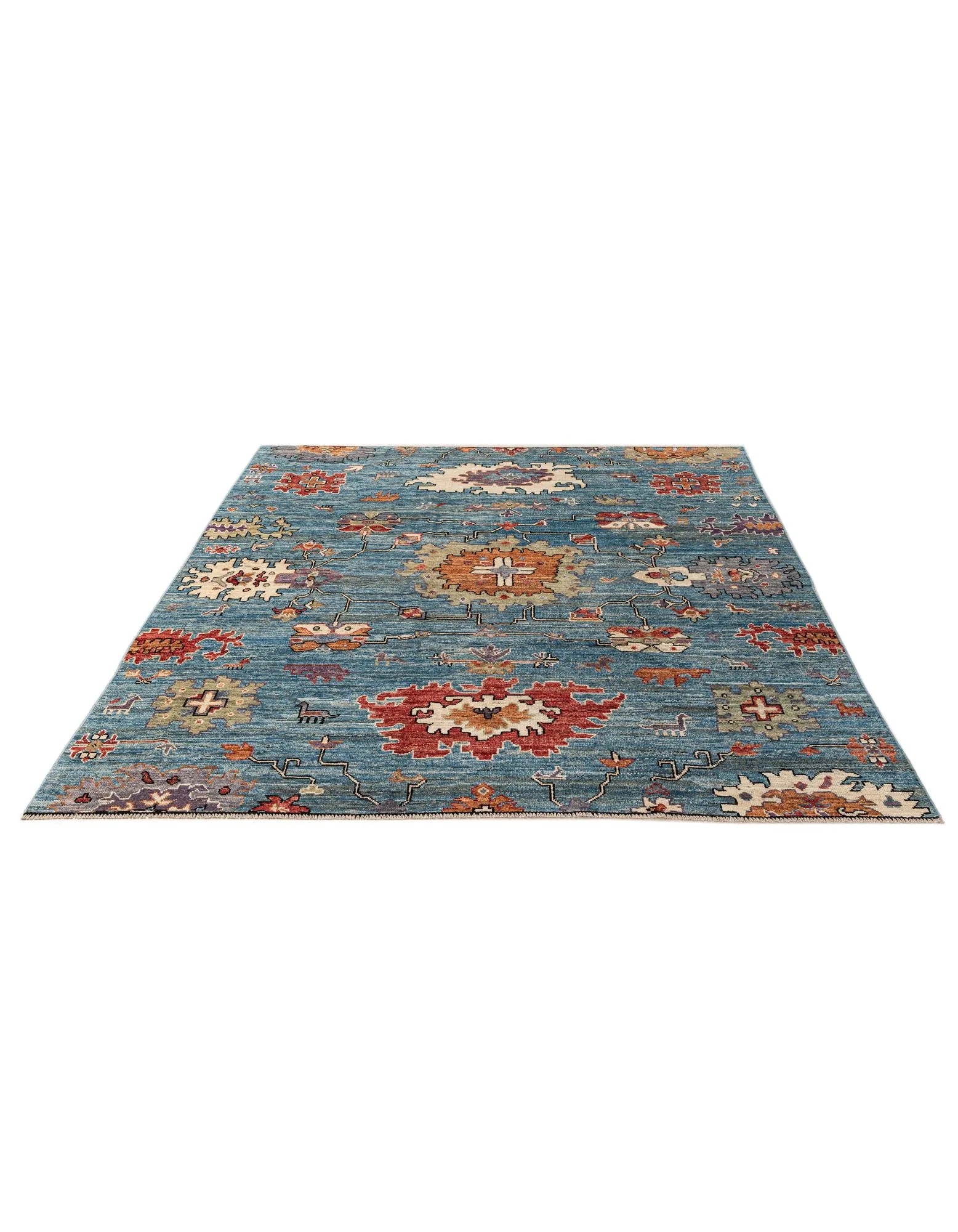 Medallion Oushak Hand-Knotted Wool Rug