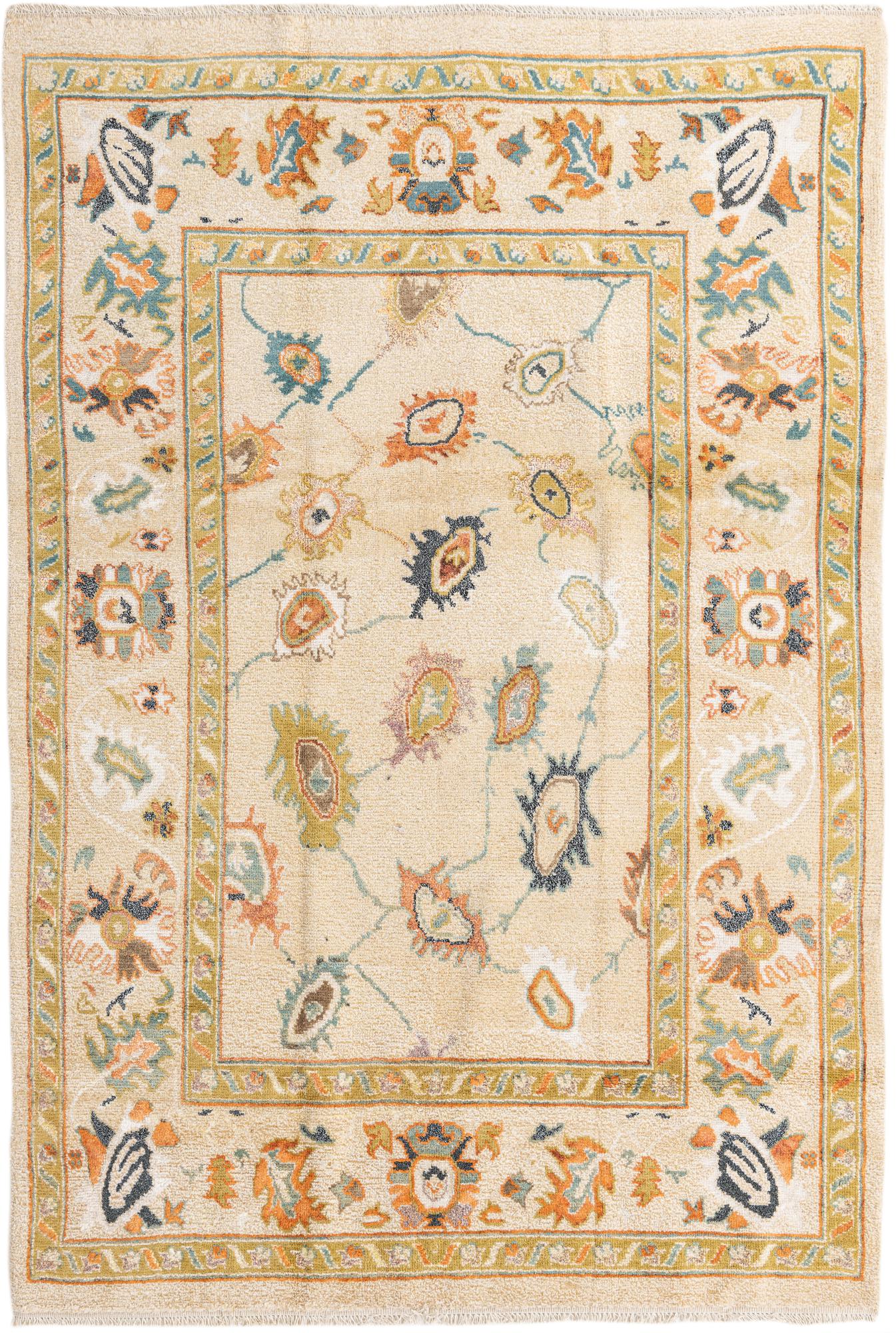 Rose Garden Oushak Hand-Knotted Wool Rug
