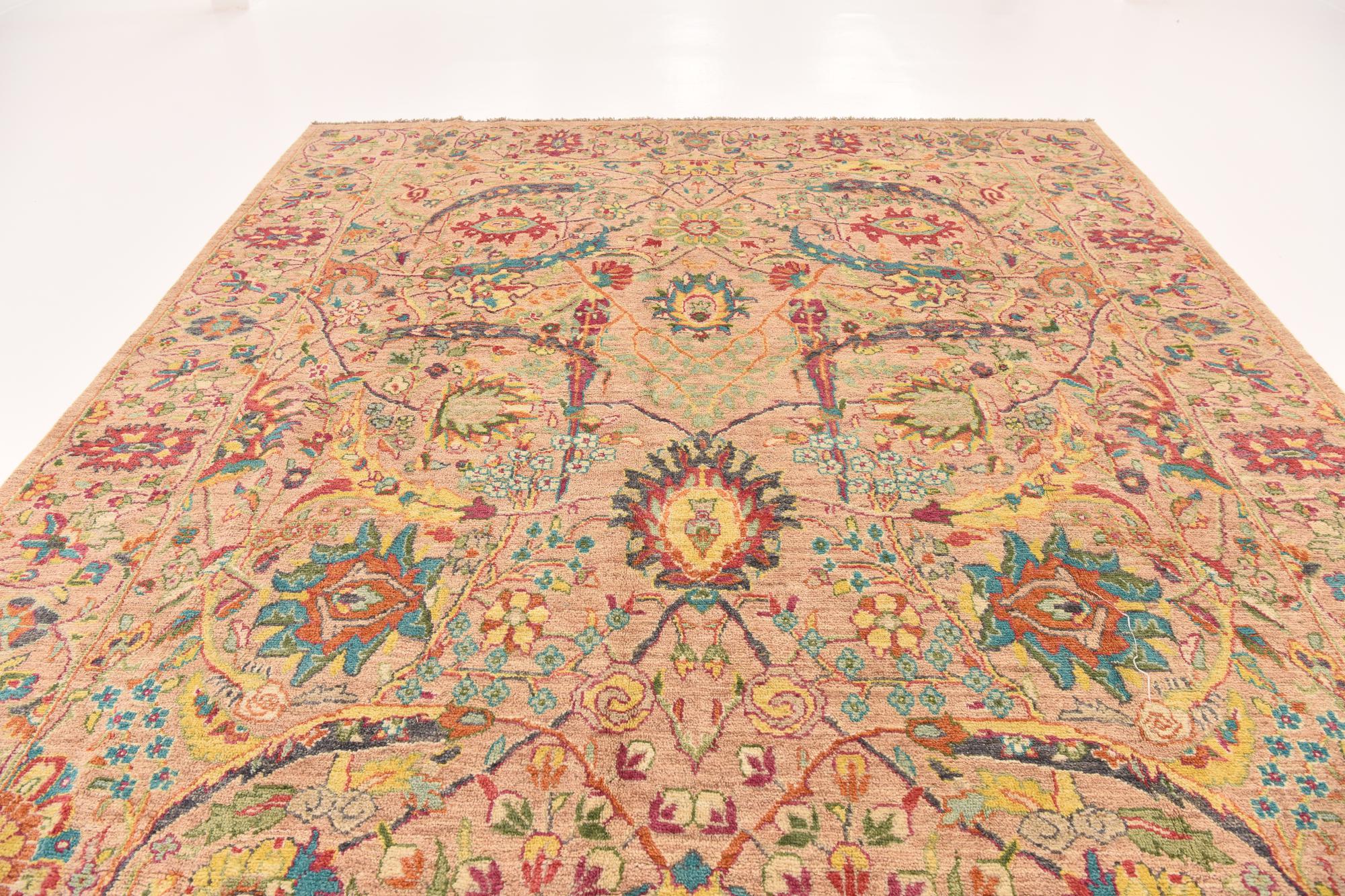 Exquisite Oushak Hand-Knotted Wool Rug