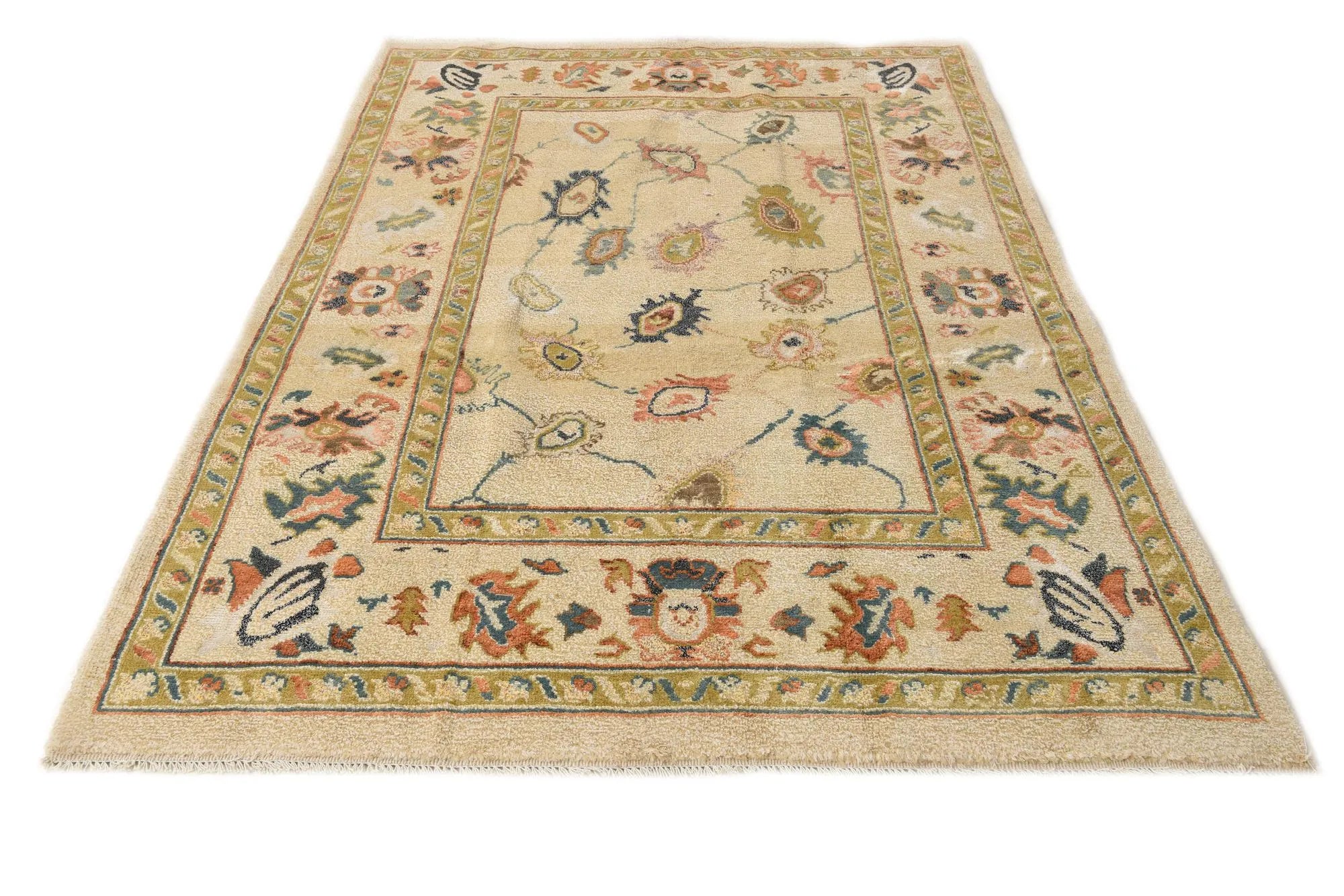 Rose Garden Oushak Hand-Knotted Wool Rug