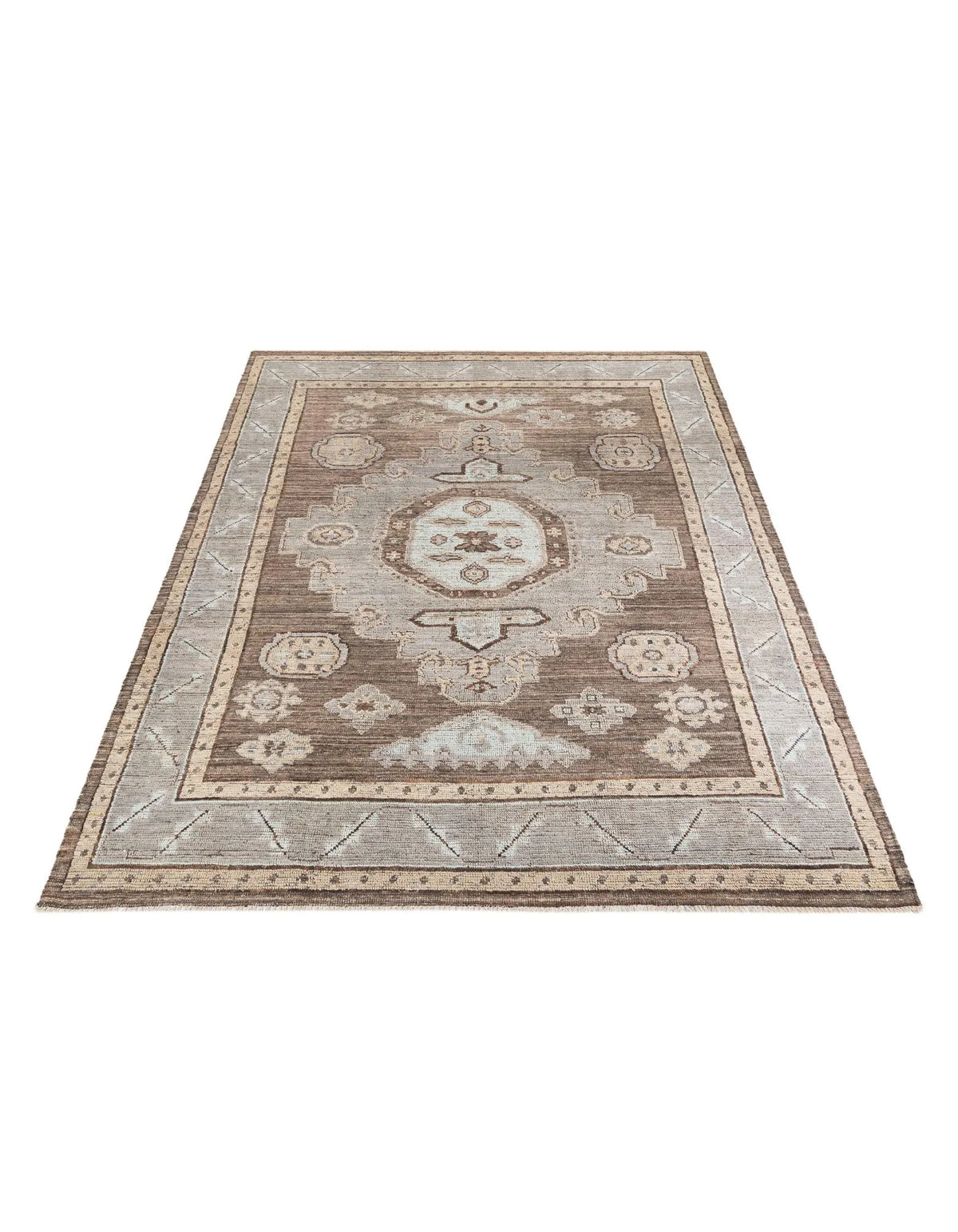 Opulent Oushak Hand-Knotted Wool Rug
