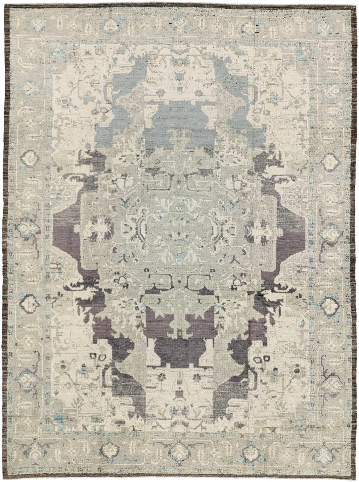 Elegant Oushak Hand-Knotted Wool Rug