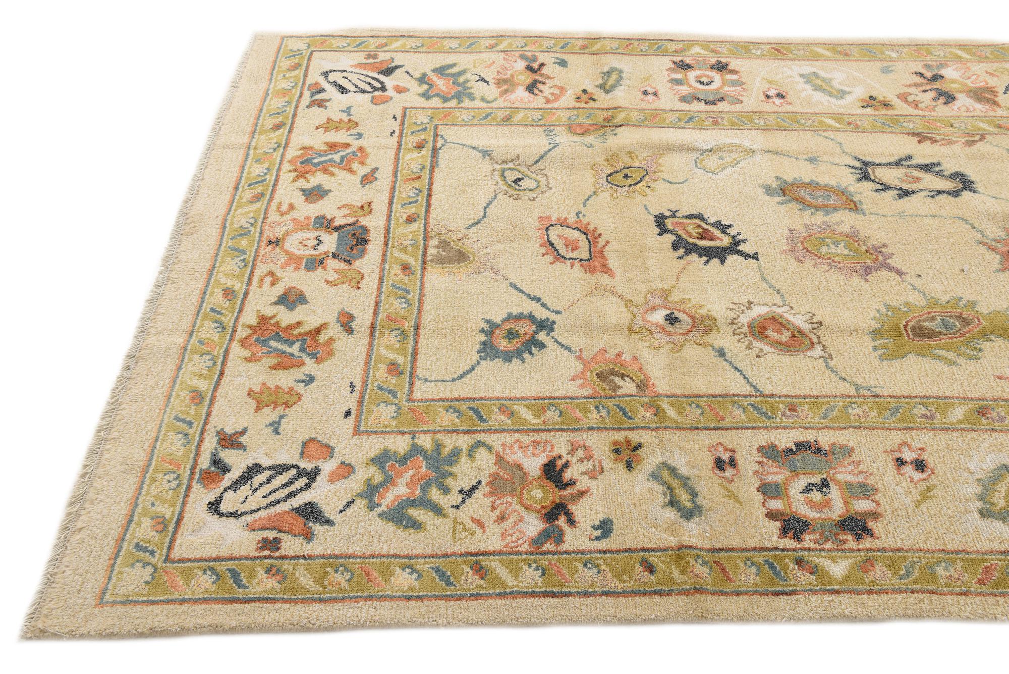 Rose Garden Oushak Hand-Knotted Wool Rug
