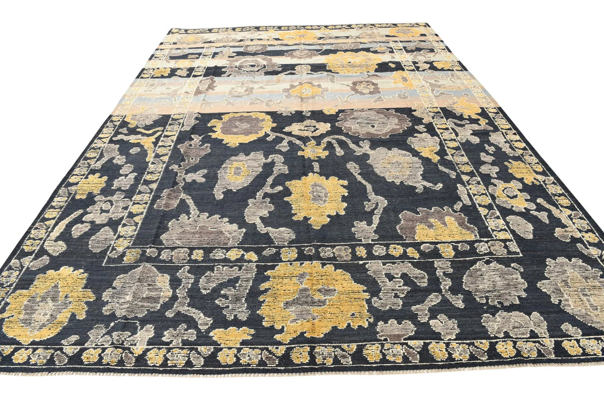 Olive Oushak Hand-Knotted Wool Rug