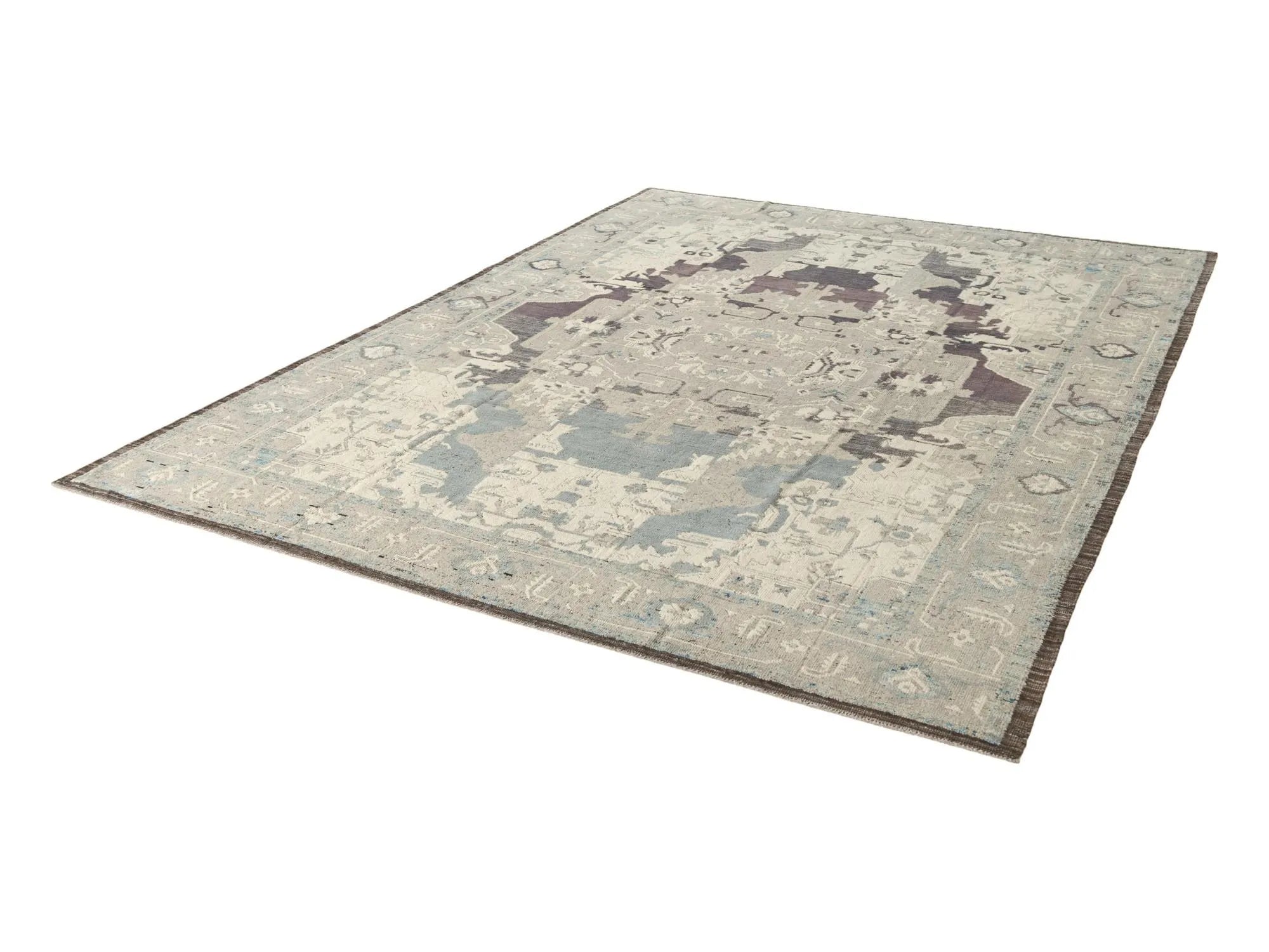 Elegant Oushak Hand-Knotted Wool Rug