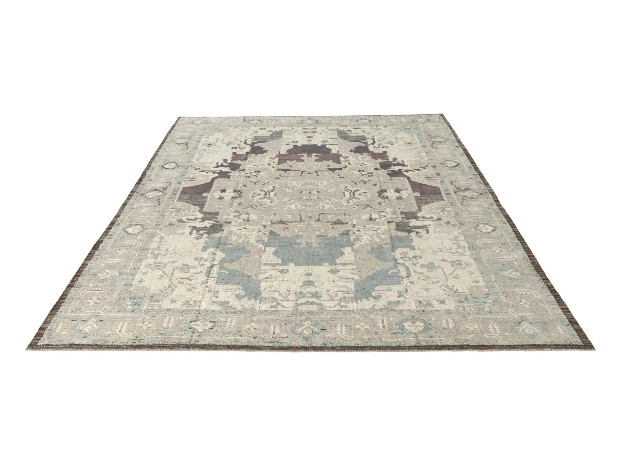 Elegant Oushak Hand-Knotted Wool Rug
