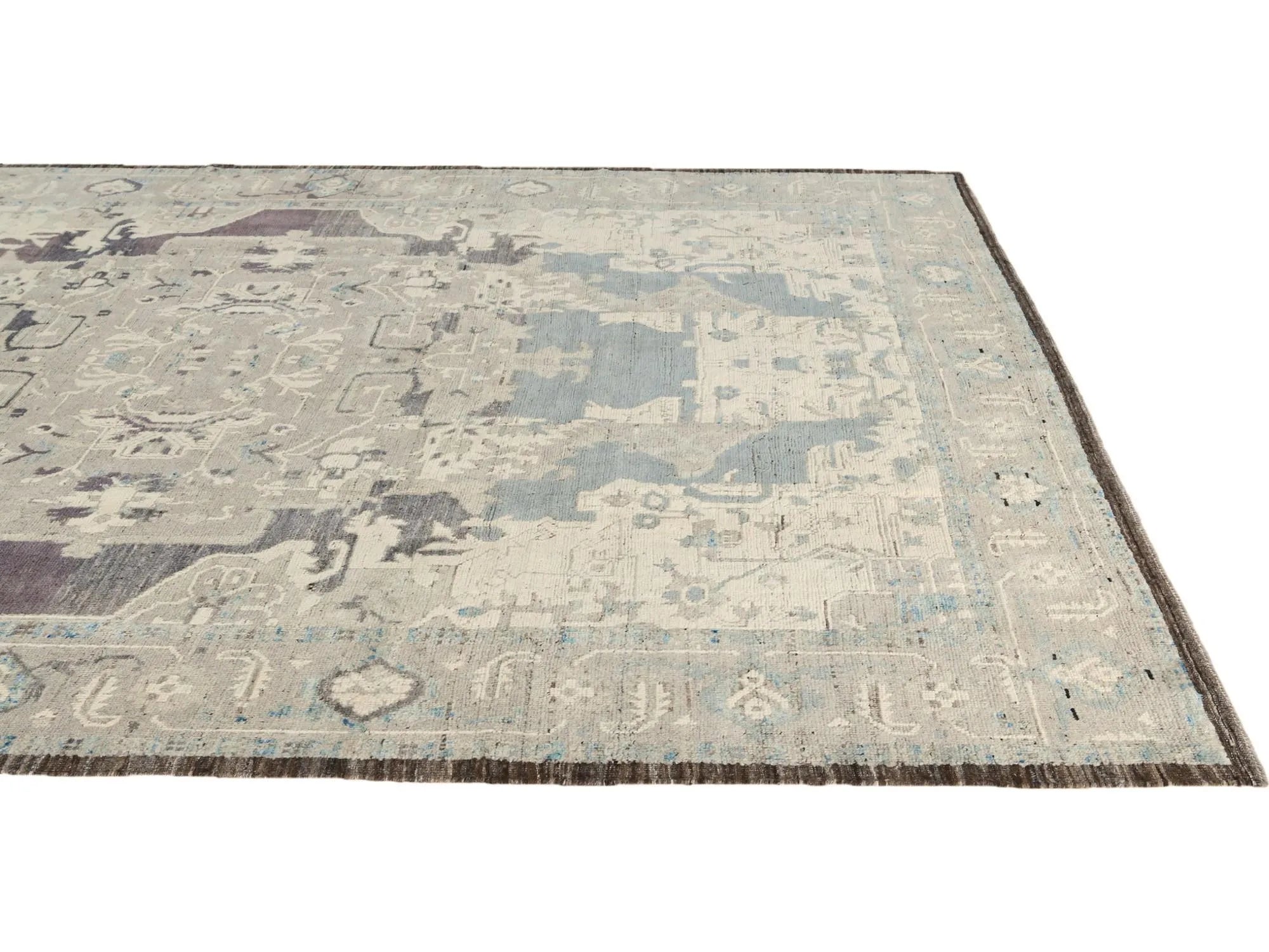 Elegant Oushak Hand-Knotted Wool Rug