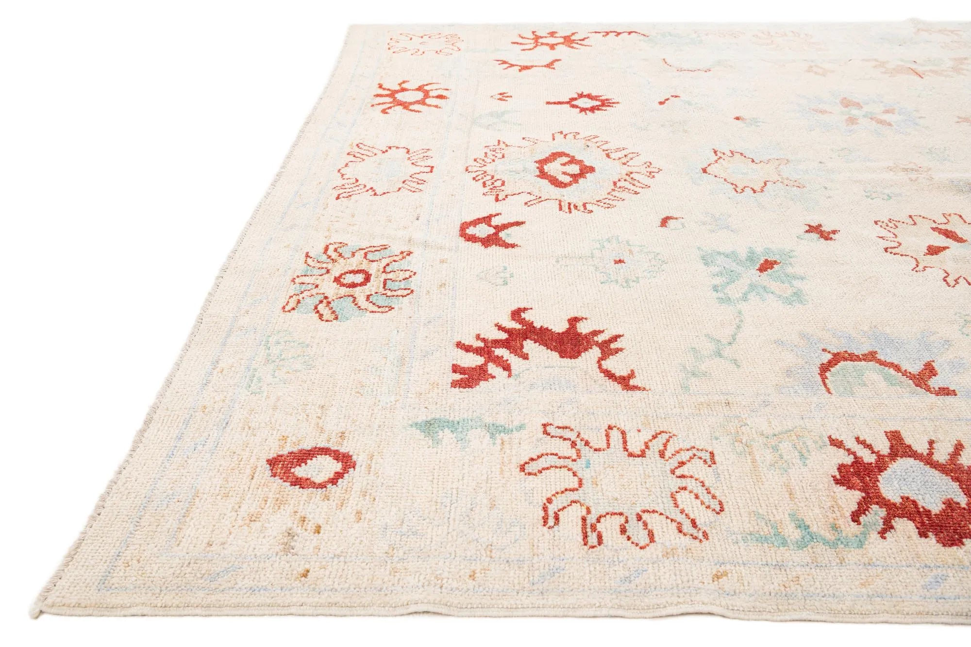 Lotus Oushak Hand-Knotted Wool Rug