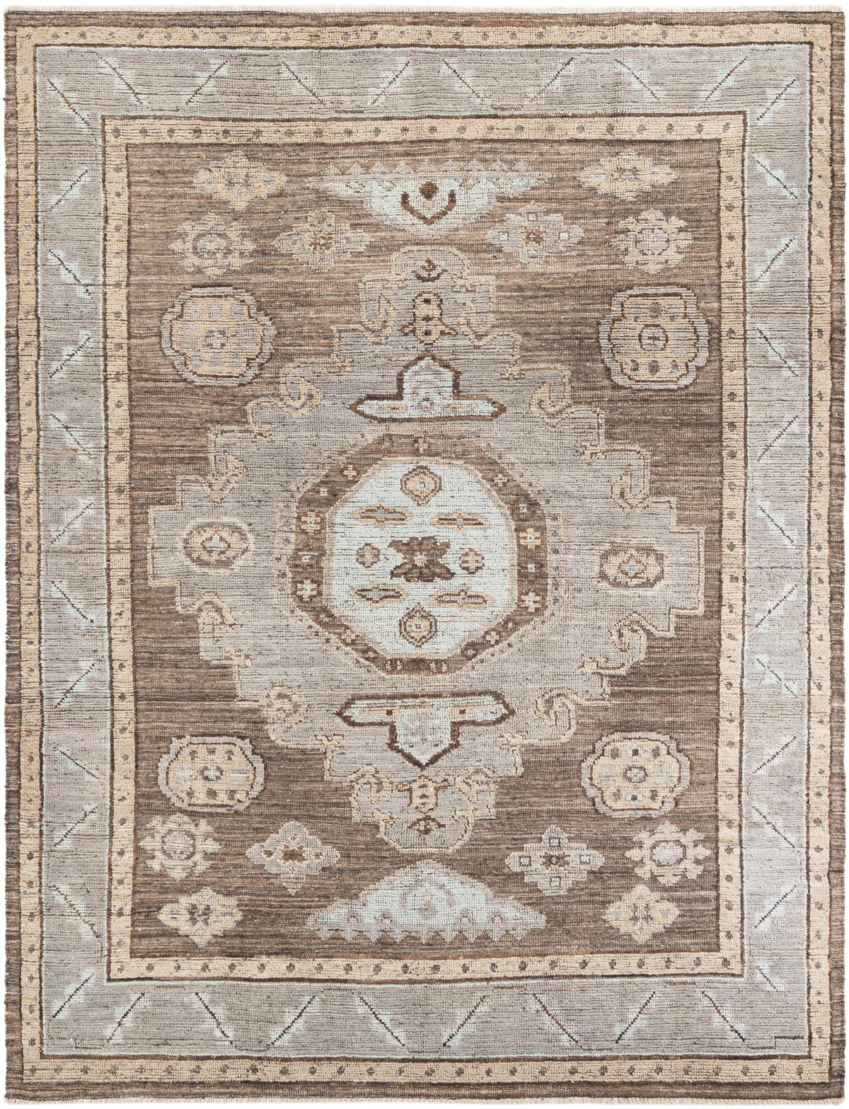 Opulent Oushak Hand-Knotted Wool Rug