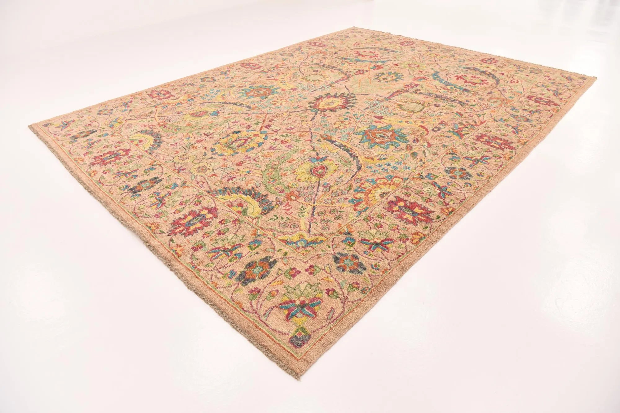 Exquisite Oushak Hand-Knotted Wool Rug