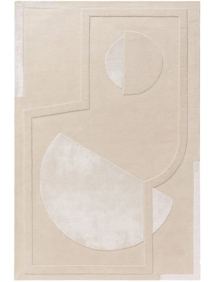 Beige Color Hand-Tufted 100% New Zealand Wool Rug