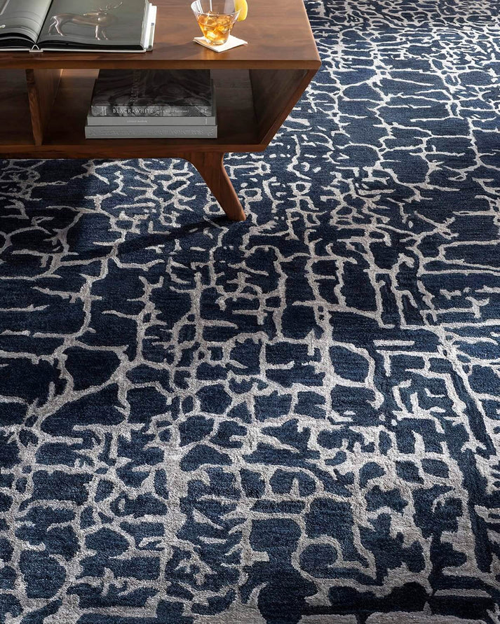 Beige & Blue Color Hand-Tufted 100% New Zealand Wool Rug