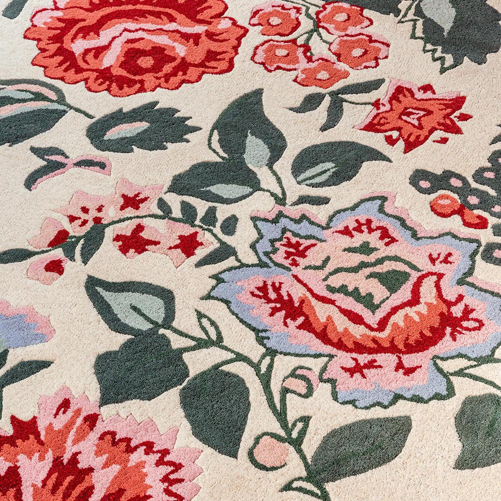 Abstract Petal Foliage Hand-Tufted Rug