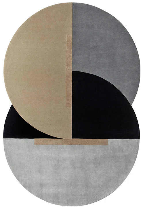 Grey Beige Color Premium Handmade Woolen Irregular Rug