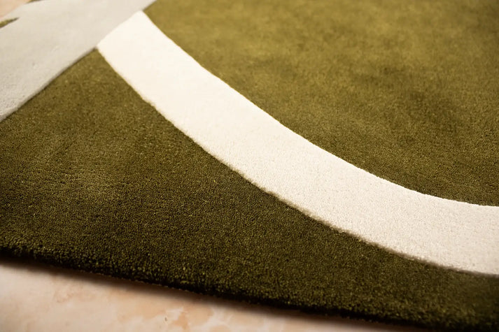 Green Hand-Tufted 100% New Zealand Wool Rug