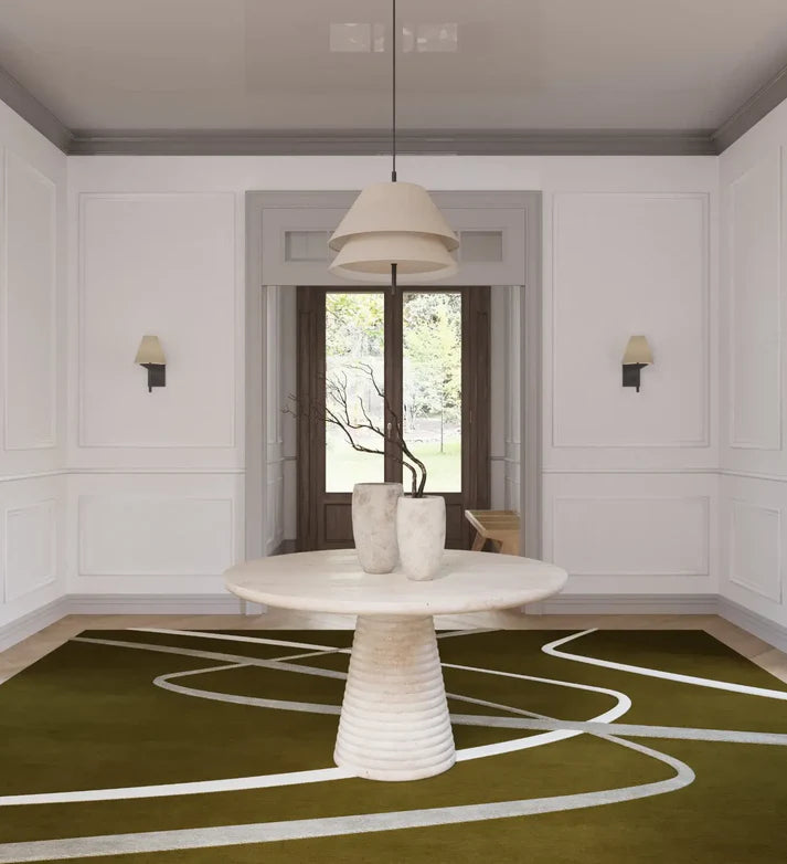 Green Hand-Tufted 100% New Zealand Wool Rug