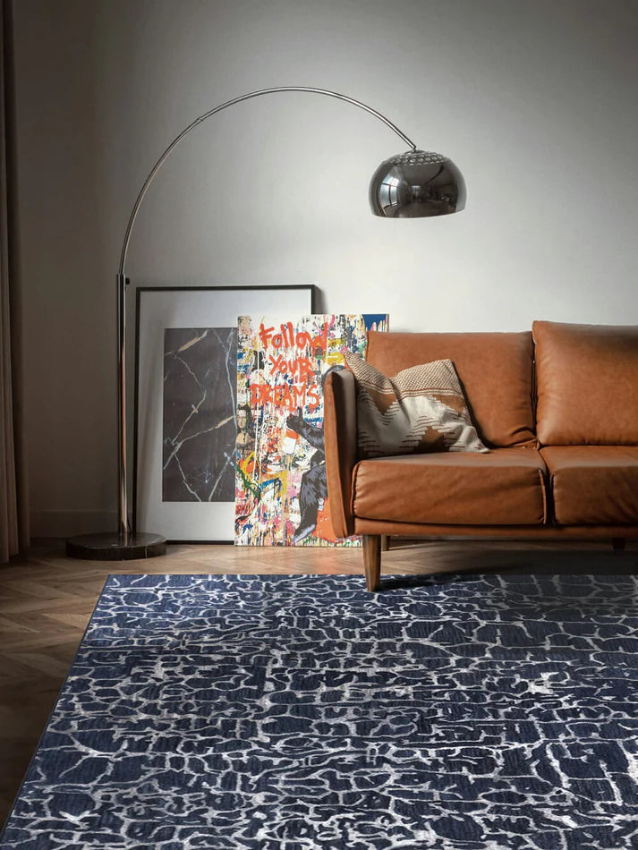 Beige & Blue Color Hand-Tufted 100% New Zealand Wool Rug