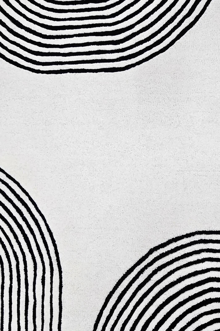 B&W Color Hand-Tufted 100% New Zealand Wool Rug