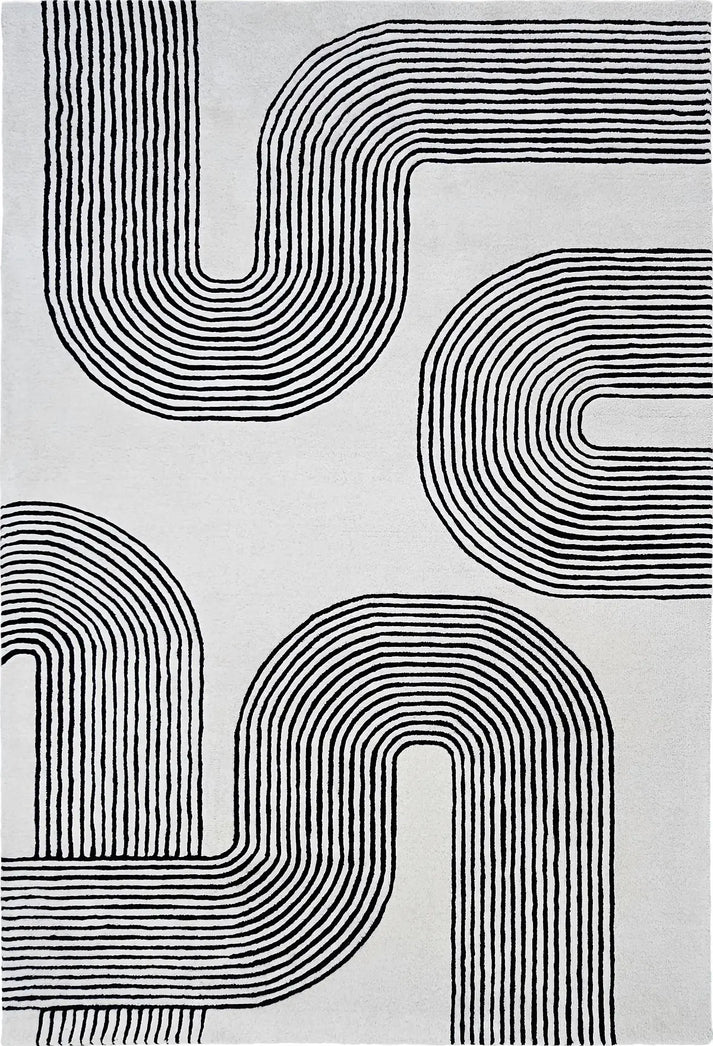 B&W Color Hand-Tufted 100% New Zealand Wool Rug