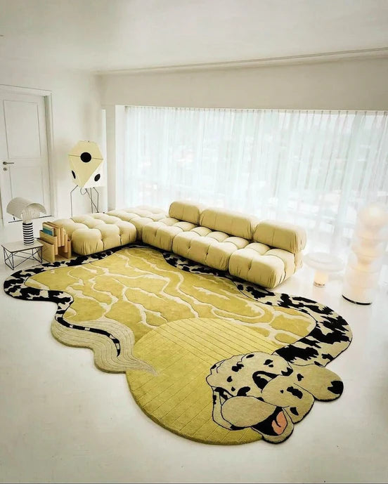 Yellow Python Hand-Tufted Irregular Rug