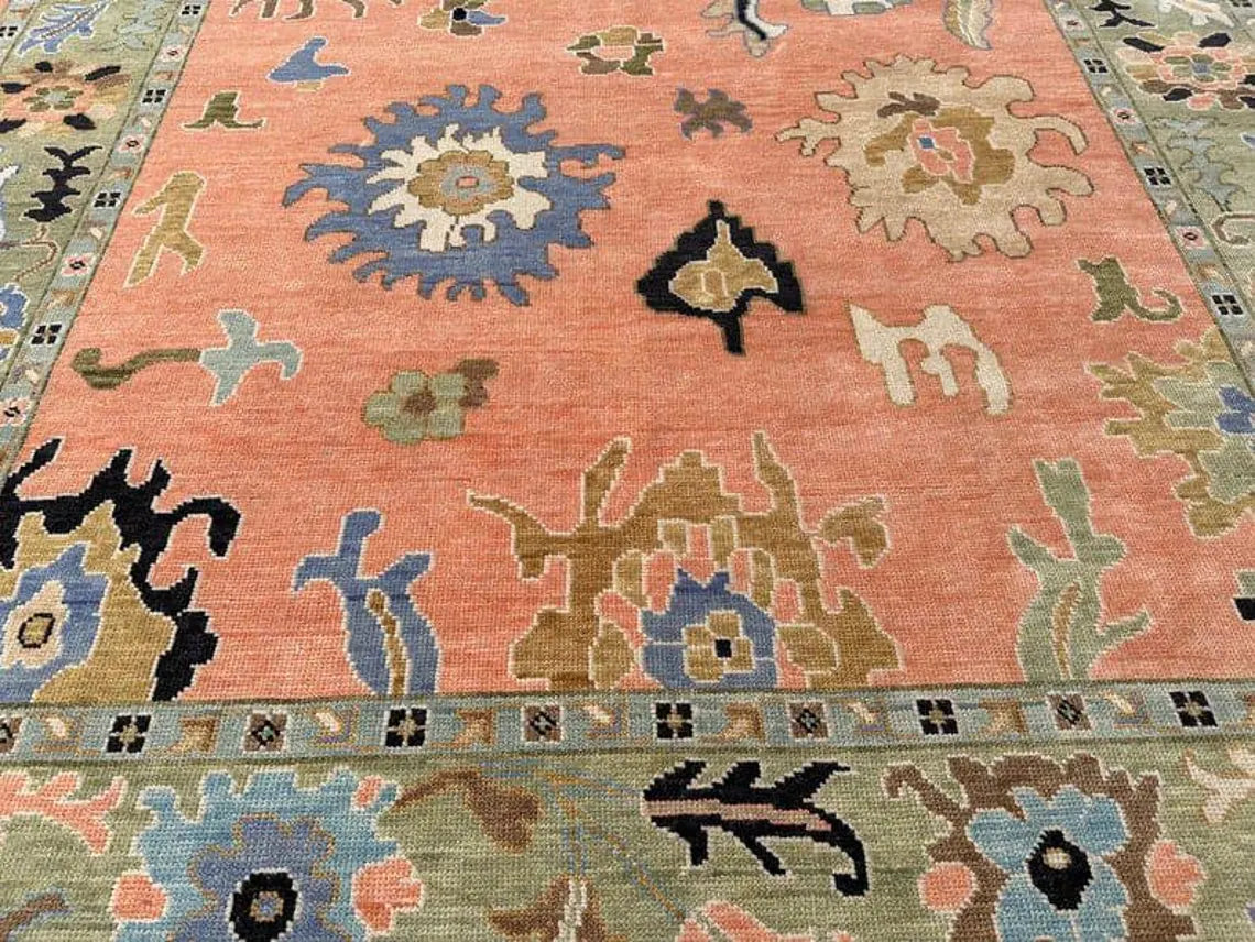 Rust Oushak Hand-Knotted Wool Rug