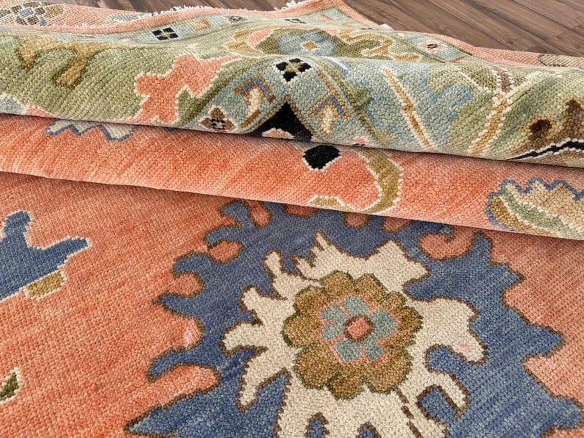 Rust Oushak Hand-Knotted Wool Rug