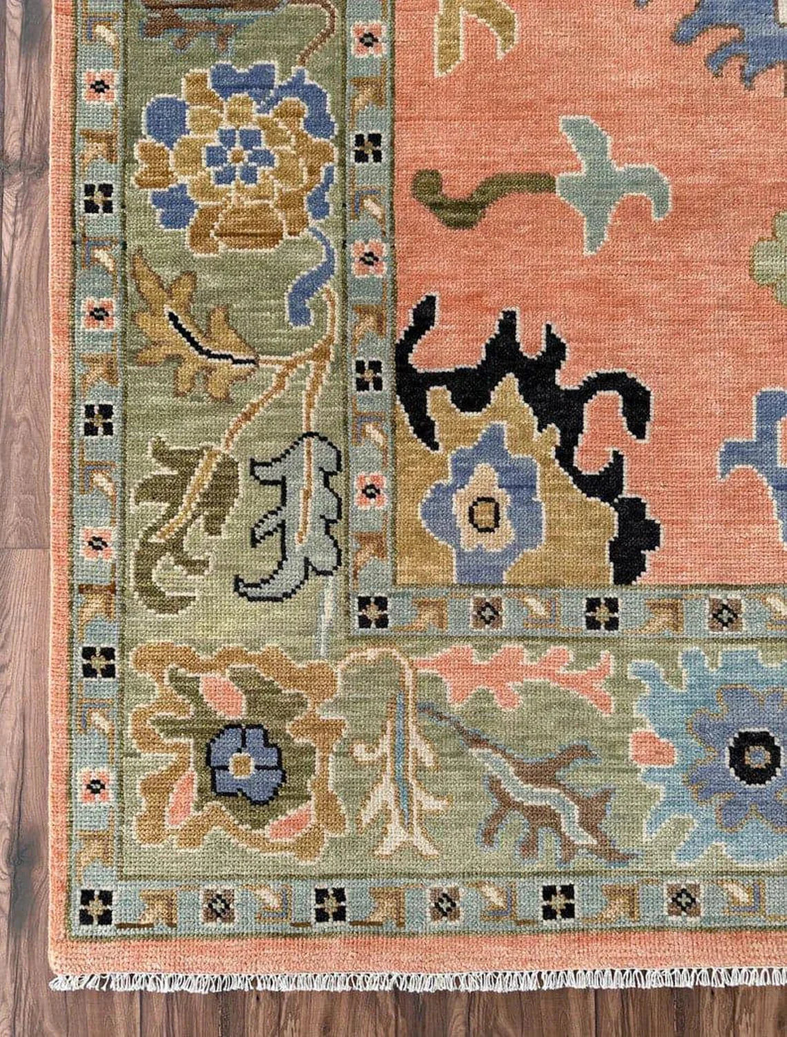 Rust Oushak Hand-Knotted Wool Rug