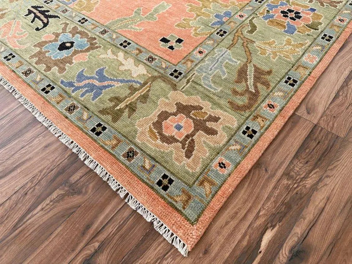 Rust Oushak Hand-Knotted Wool Rug