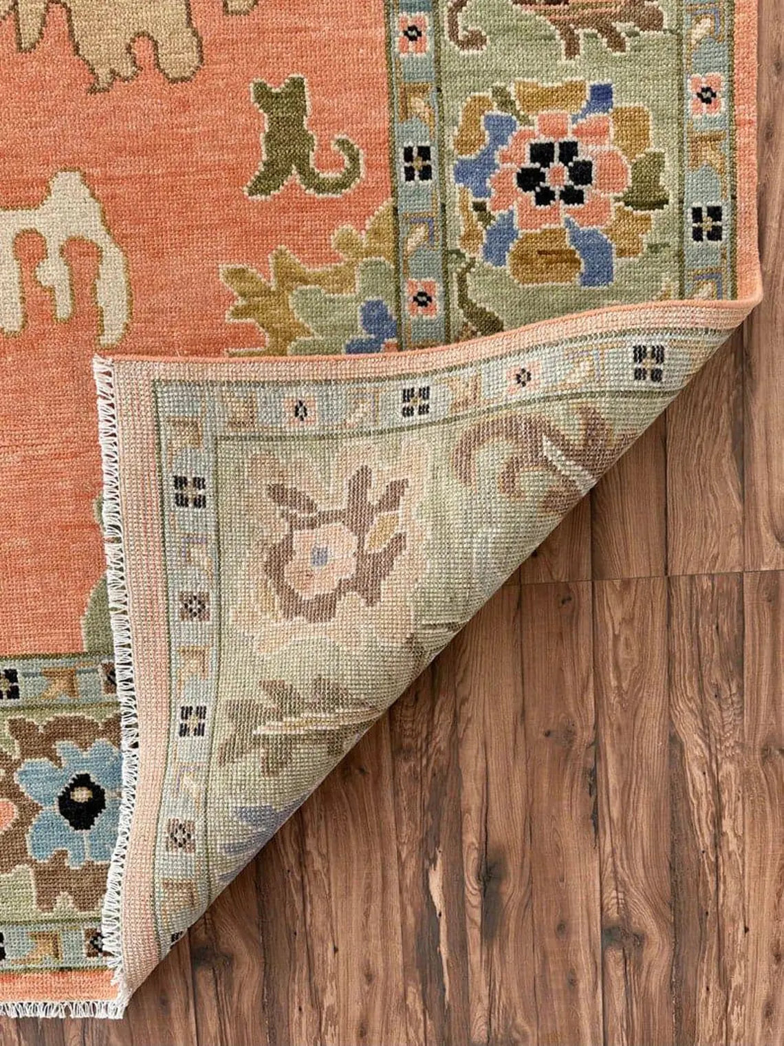 Rust Oushak Hand-Knotted Wool Rug